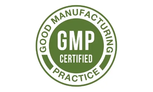 GMP-certified facility badge